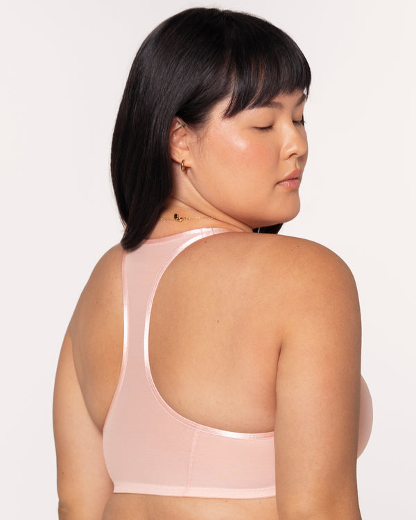Sheer Mesh Plunge Front Close Racerback