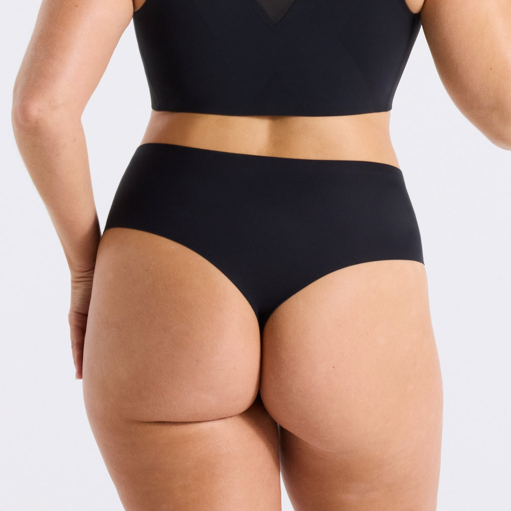 Evelyn and Bobbie High Waisted Thong Black Mesh