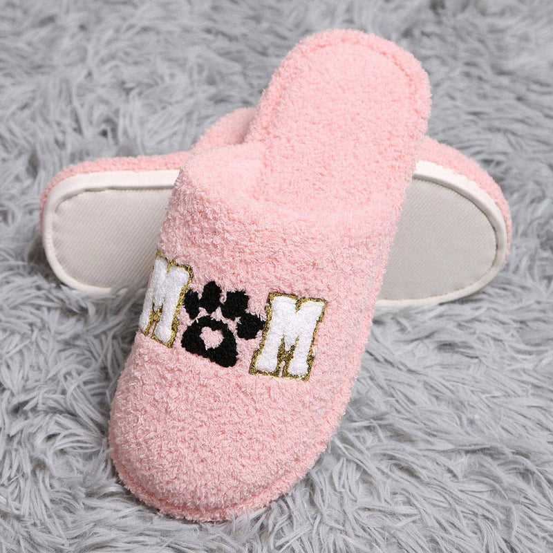 Dog Mom Message Paw Slippers