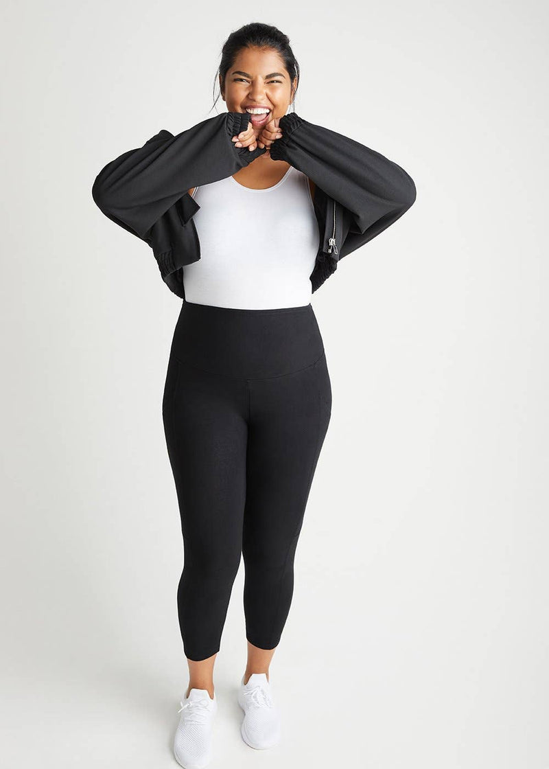 Gloria Ankle Shaping Legging with Pockets - Cotton Stretch Black